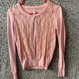 Girls Light Pink Spring Cardigan Size XL In Excellent Shape